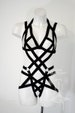 Elastic body bondage harness top all torso restraint with rings