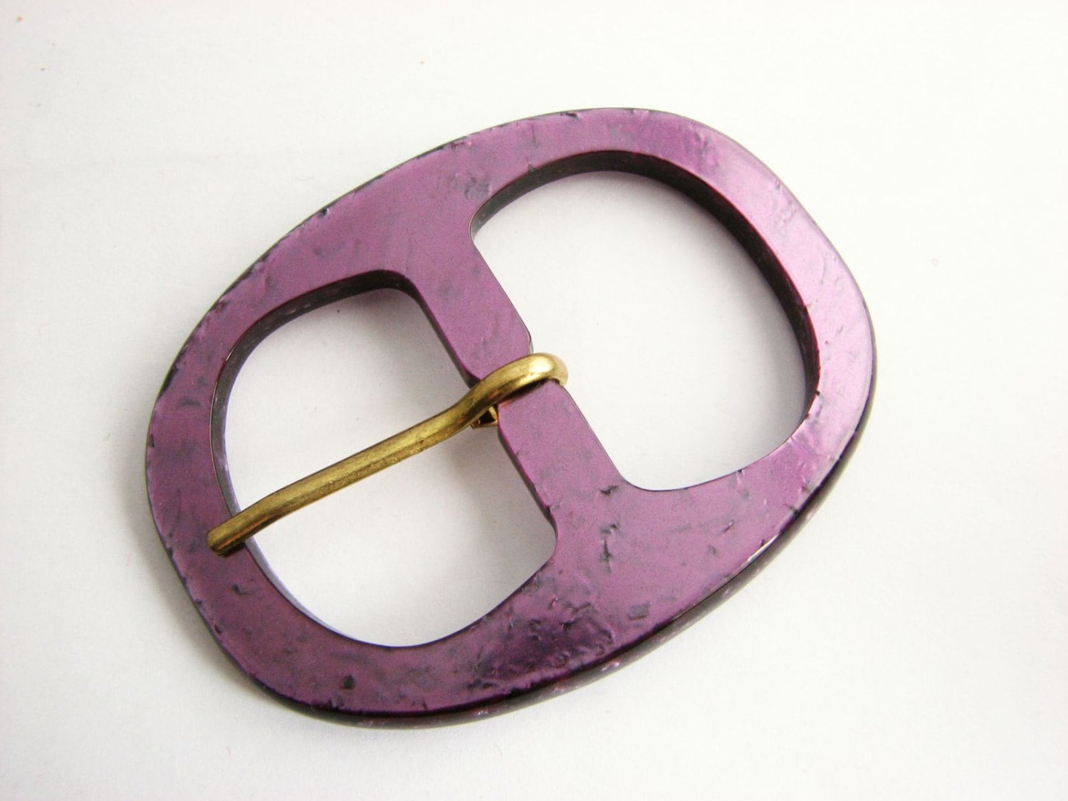Large purple glitter buckle Vintage oval belt buckle made of | Etsy