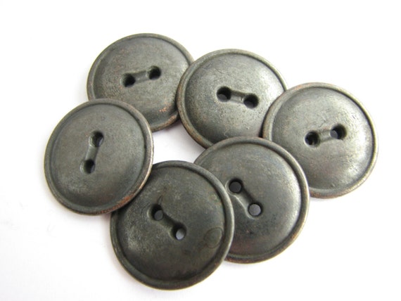 Flat metal buttons 6 plain dark metal buttons for denim 19 | Etsy