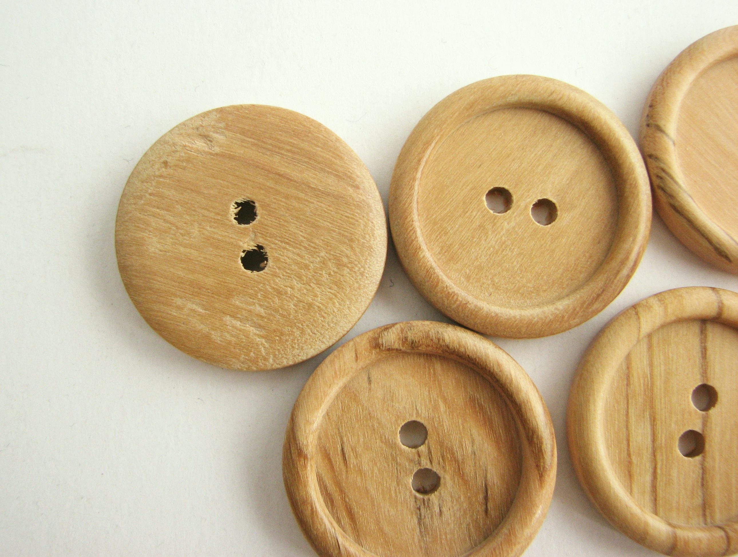 Large flat wooden buttons 35 mm or 28 mm unused Etsy