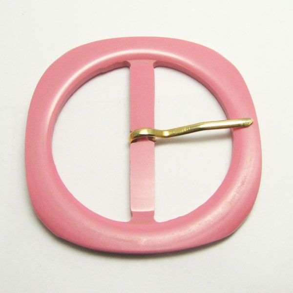 Extra large plastic buckle, Bubblue gum pink belt buckle, unused 1970s supplies!!