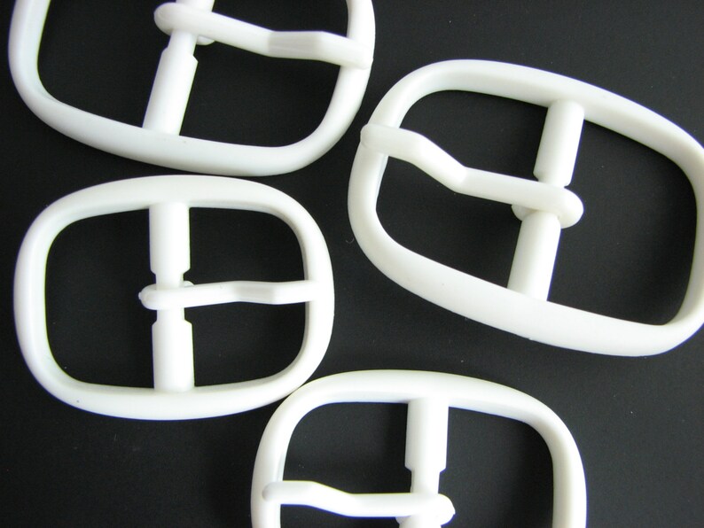 2 Small white buckles plastic buckles with white prongs Etsy