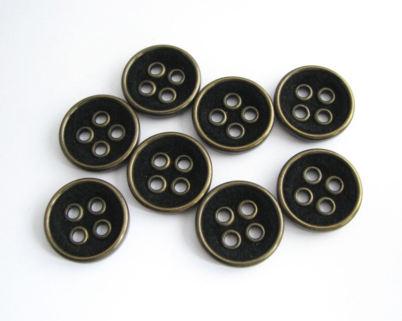 8 Black metal buttons fabric covered flat buttons 24 mm Etsy
