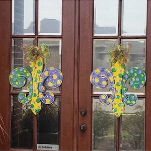 Mardi Gras Door Hanger, Fleur De Lis Door Hanger, Mardi Gras Decor, Carnival Season, Fleur De Lis Decor