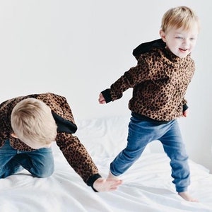 Jumper, hoodie, hood, leopard print, animal print, cool baby clothes, hipster baby clothes, baby clothing, cotton jersey, kids clothes image 5