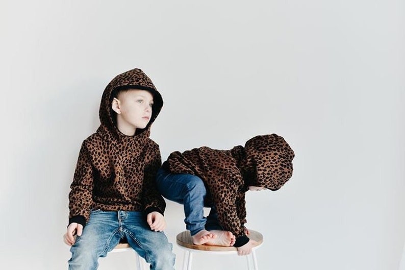 Jumper, hoodie, hood, leopard print, animal print, cool baby clothes, hipster baby clothes, baby clothing, cotton jersey, kids clothes image 4