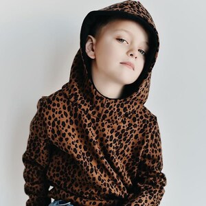 Jumper, hoodie, hood, leopard print, animal print, cool baby clothes, hipster baby clothes, baby clothing, cotton jersey, kids clothes image 1