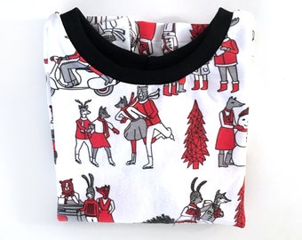 T-Shirt, christmas, woodlands scene, animals, cool baby clothes, hipster baby clothes, organic, baby clothing, cotton jersey, kids clothes