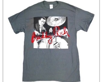 Maglietta Buddy Rich Action shot con firma rossa Great Gift batterista
