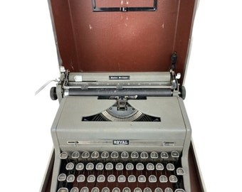 Custodia rigida in tweed per macchina da scrivere portatile Royal Quiet DeLuxe vintage