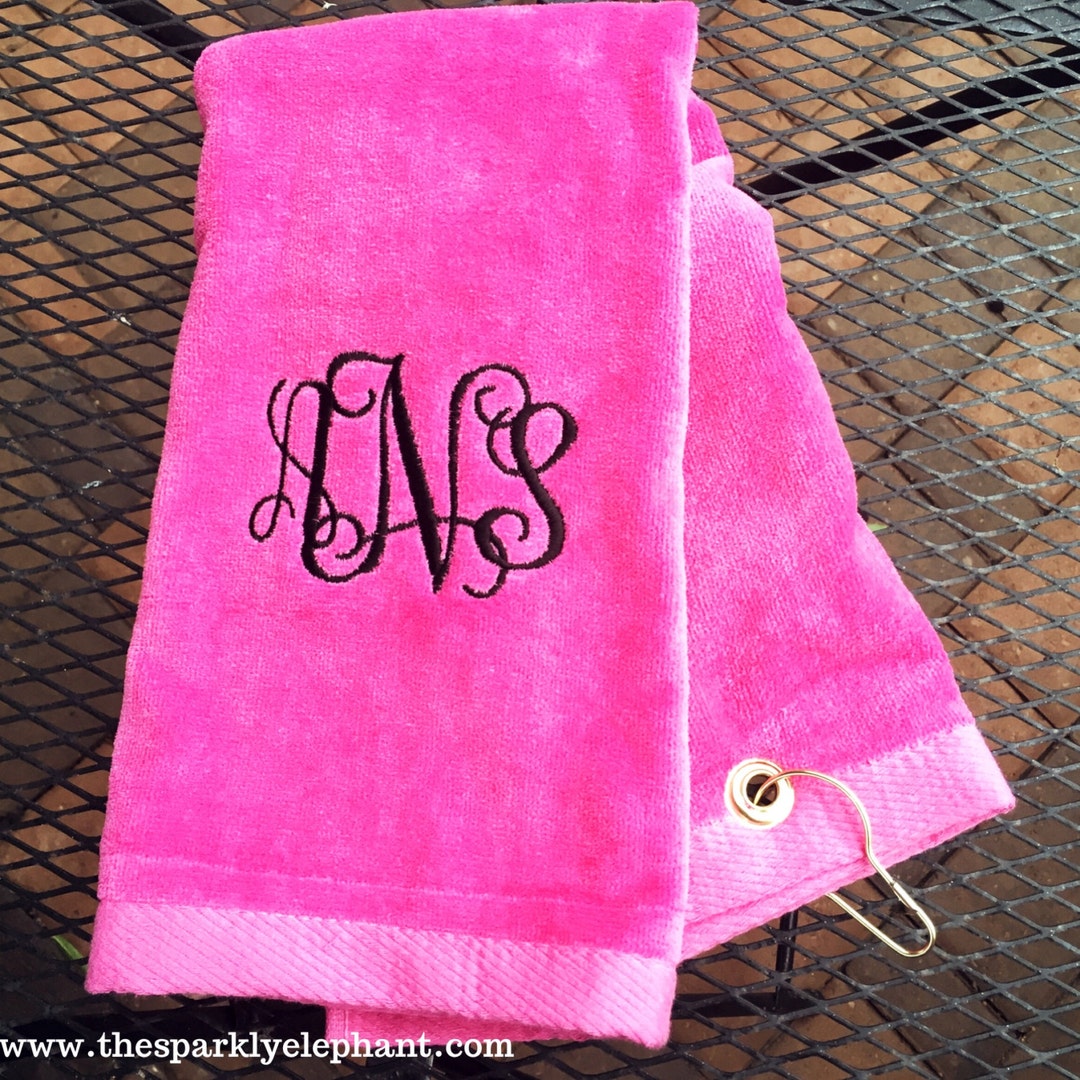 Golf Towel Monogrammed Personalized Golf Towel Vine Script Etsy