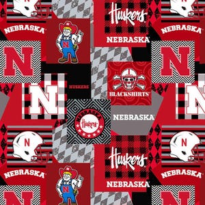 Nebraska Minky Cornhuskers Cheater Print 58&quot; Wide