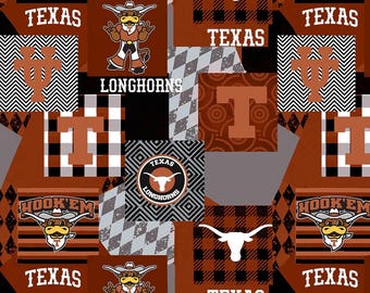 UT Texas Longhorns Minky Allover Druck 60 "Breit