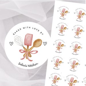 Custom “Baked With Love” Kitchen Labels | 2” Round Matte Stickers | Personalized Baking Gift Tags | Small Business Packaging Stickers