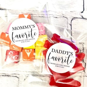 40 Daddys Mommys Baby Shower Stickers and bags