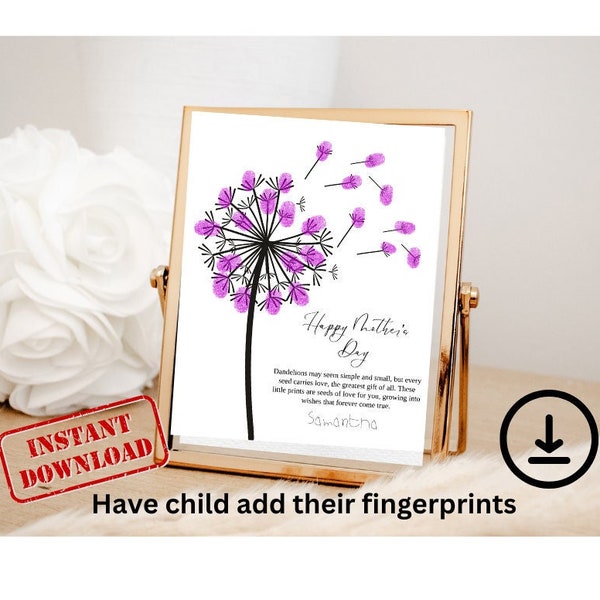 Personalized 8x10 Mother's Day Dandelion Print - Instant Download