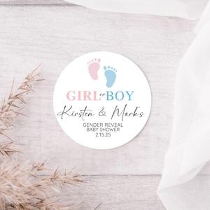 Gender Reveal Labels | Round Matte | Favor Bag Stickers | Candy Cookie Stickers| Thank you labels