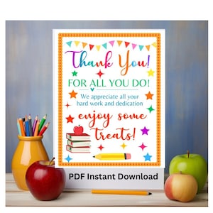 Teacher Appreciation Day 8x10 Printable - &#39;Thank You for All You Do&#39; - Non-Editable PDF Download