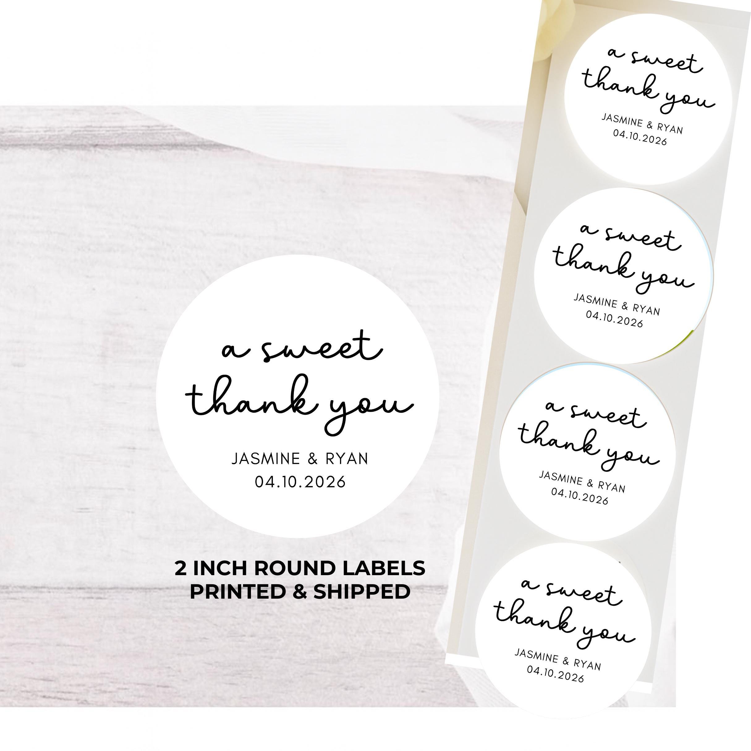 A Sweet Thank You Stickers • 2 Inch Round Labels • Black Line Only ...