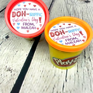20 printed 2.0 inch Doh riffic valentine&#39;s day day classroom party stickers tags play dough