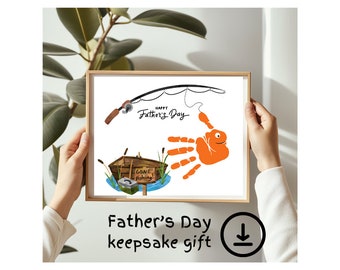 Happy Father's Day Handprint Fish Art - Instant Download PDF