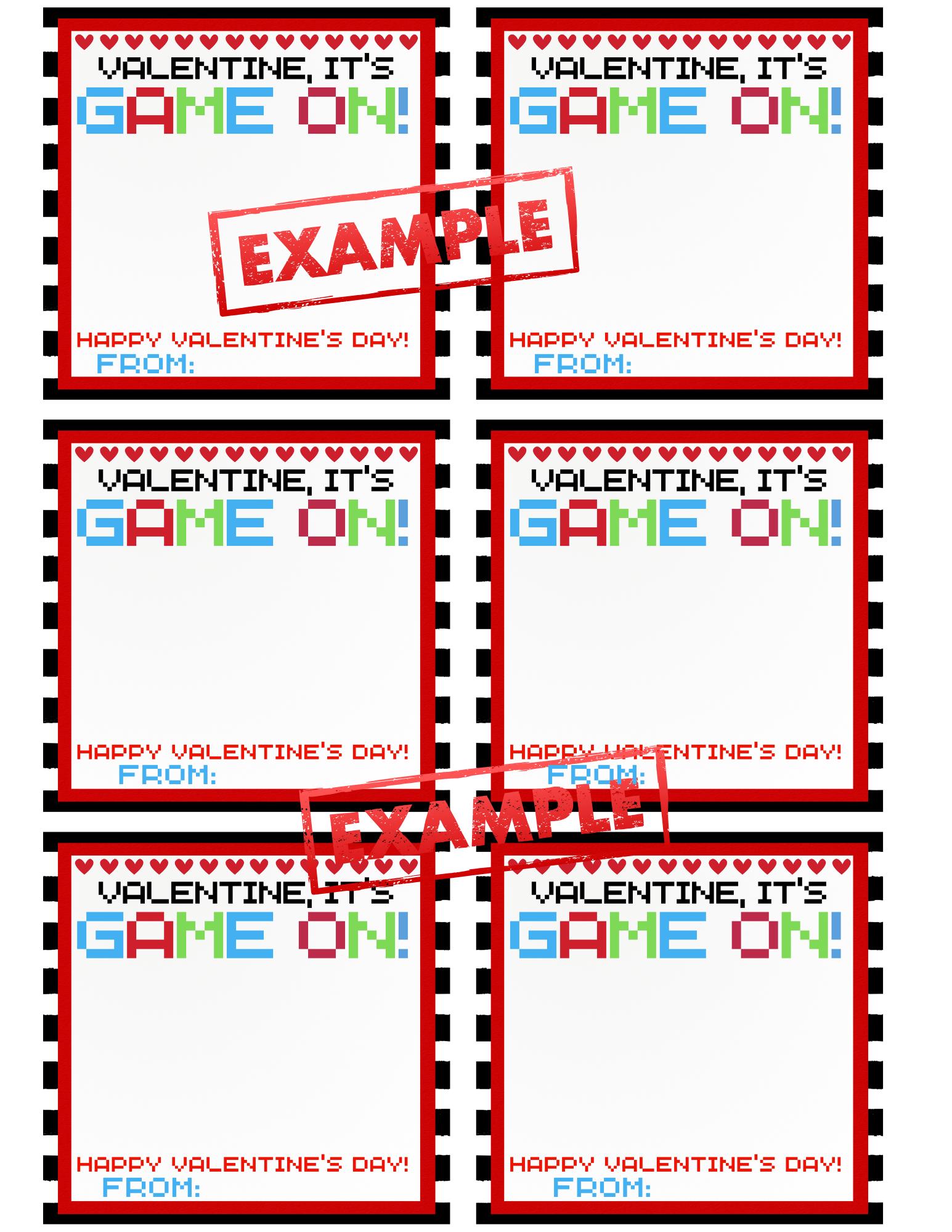 Print Your Own Digital "game On" Valentine Cards – Personalized for ...