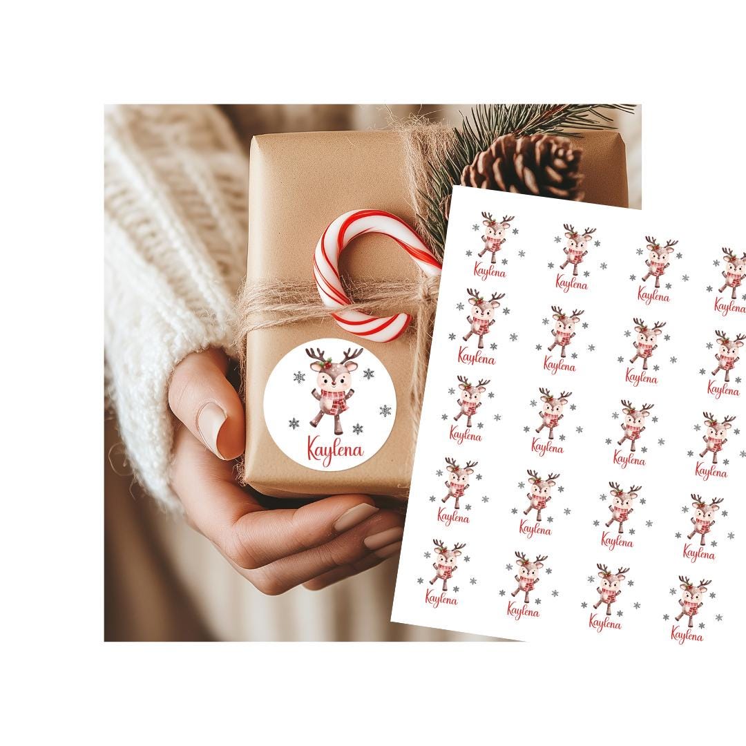 Reineer R Sticker Personalized Reindeer Stickers - Custom Christmas Stickers - 20 Matte 2 ...