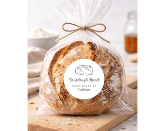 Custom Black Text Sourdough Bread Labels — 2 OR 3 Inch Round (Waterproof + Smudge-Proof)