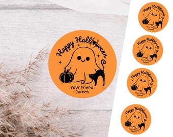 Personalized Halloween Stickers | 2" Matte Round Labels | Trick or Treat | Kids Party Favor Tags | Trick or Treat Bag Labels