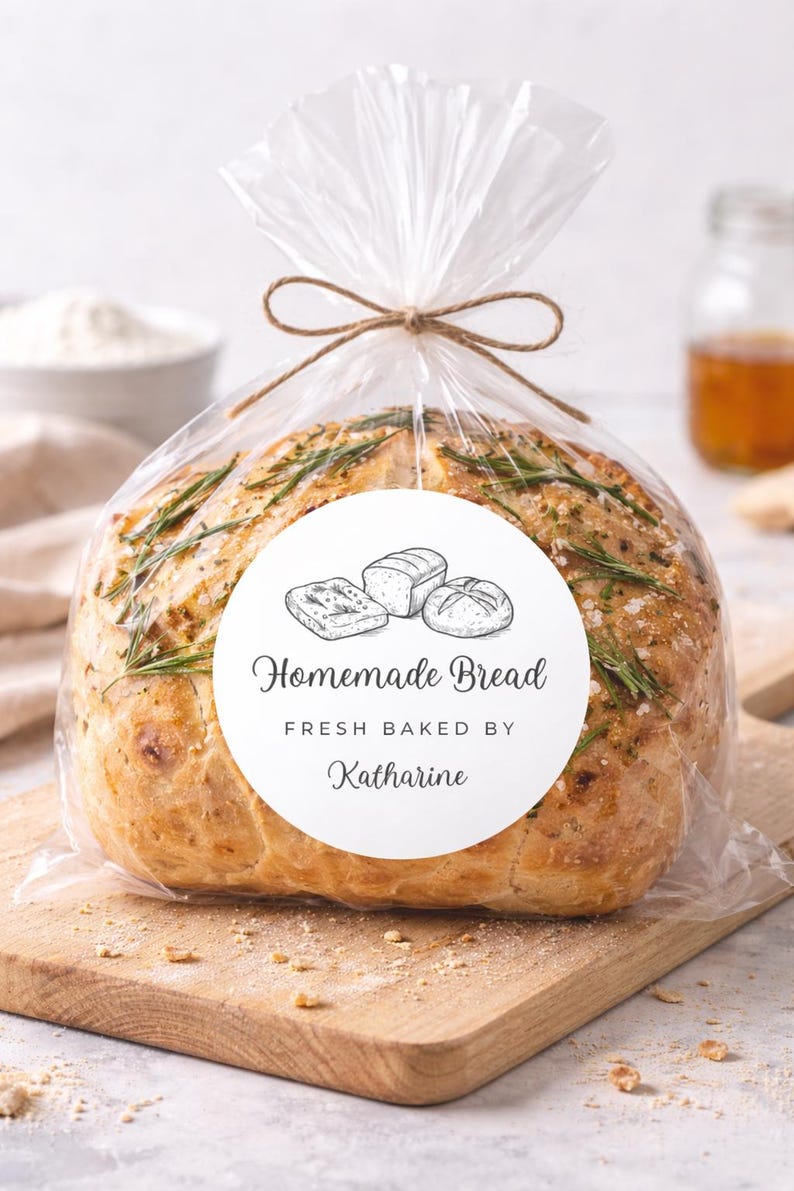 Custom Black Text Bread Labels — 2 OR 3 Inch Round (waterproof + Smudge ...