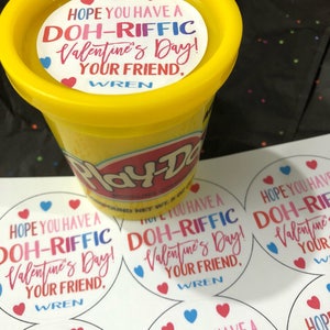 20 printed 2.0 inch Doh riffic valentine&#39;s day day classroom party stickers tags play dough