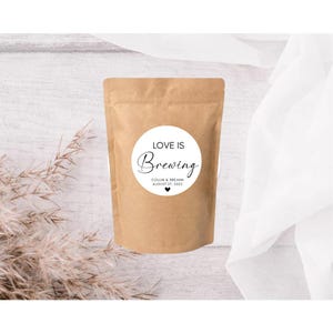 20 Love Is Brewing Labels Personalized Printed and Mailed