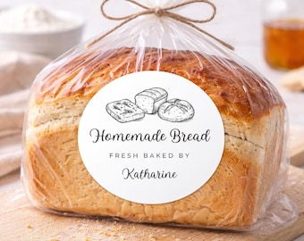 Custom Black Text  Bread Labels — 2 OR 3 Inch Round (Waterproof + Smudge-Proof)