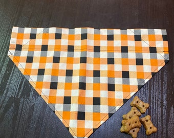 GINGHAM or Candy Corn  DOG BANDANA- halloween fall dog bandana