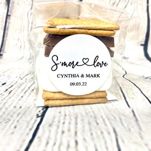 20 Smores Love Wedding Stickers and bags
