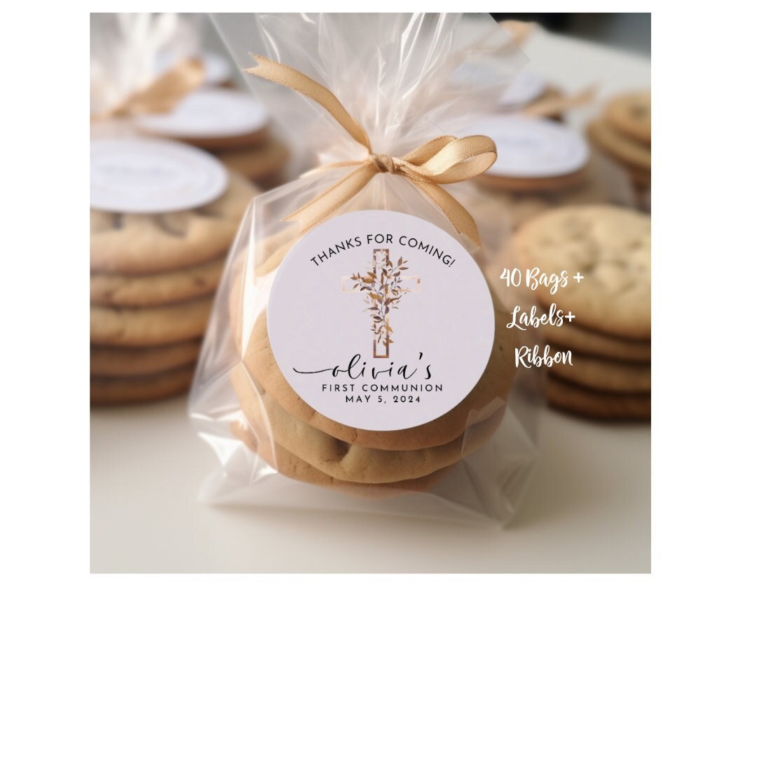 40 First Communion Labels Bags Ribbon - Etsy