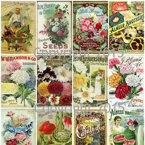 Printed Vintage Victorian Seed Catalog Covers Collage Sheet 102 8.5 x 11 Printed Sheet