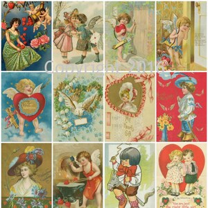 Vintage Viktorianischer Valentinstag Collage Sheet #101 20 x 11