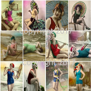 Gedrukt Vintage Baden Schoonheden Ansichtkaarten Collage Vel # 102, 8,5 x 11 Gedrukt Vel, Scrapbooking, Decoupage, Gewijzigde Kunst, Etiketten, Tags