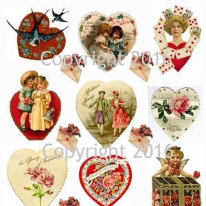 Vintage Viktorianischer Valentinstag Collage Sheet #107 20 x 11