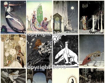 Druck Vintage Kay Nielsen Collage Sheet 101, 20 x 11