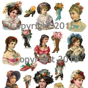 Vintage Viktorianische Damen Scrap Collage Sheet 101, 8,5 x 11 gedruckt, Scrapbooking, Kartenherstellung, Journals
