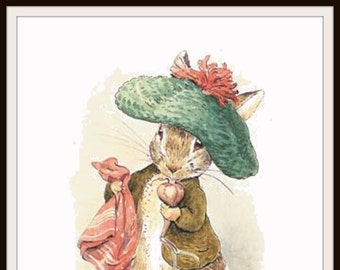 Printed Vintage Victorian Beatrix Potter Benjamin Bunny Art Print Poster,  Nursery, Shower Gift, Baby's Room, Unframed