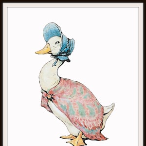 Printed Vintage Victorian Beatrix Potter Jemima Puddle Duck Art Print,  Nursery, Shower Gift, Baby&#39;s Room 8 x 10&quot;