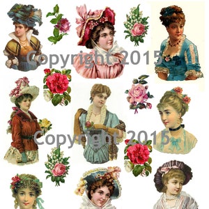 Vintage Viktorianische Damen Scrap Collage Sheet 102, 8,5 x 11 gedruckt, Scrapbooking, Kartenherstellung, Journals