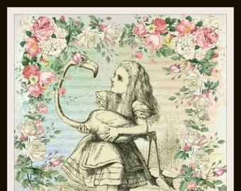 Choice of One Printed Vintage  Nursery Art Image Alice in Wonderland, Baby Shower, Wall Decor  Unframed 8 x 10"