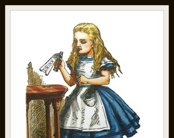 Choice of One Printed Vintage  Nursery Art Image Alice in Wonderland, Baby Shower, Wall Decor  Unframed 8 x 10"