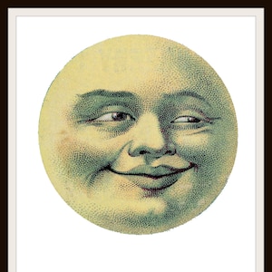 Printed Vintage  Man in the Moon 6' Dia. Wall Decor  Unframed 8 x 10" Print