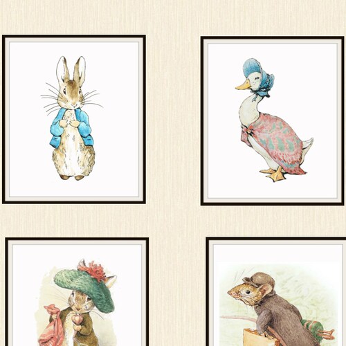 Primitive Vintage Peter Rabbit Bunny Book Print 8x10 Nursery Birthday Prop 