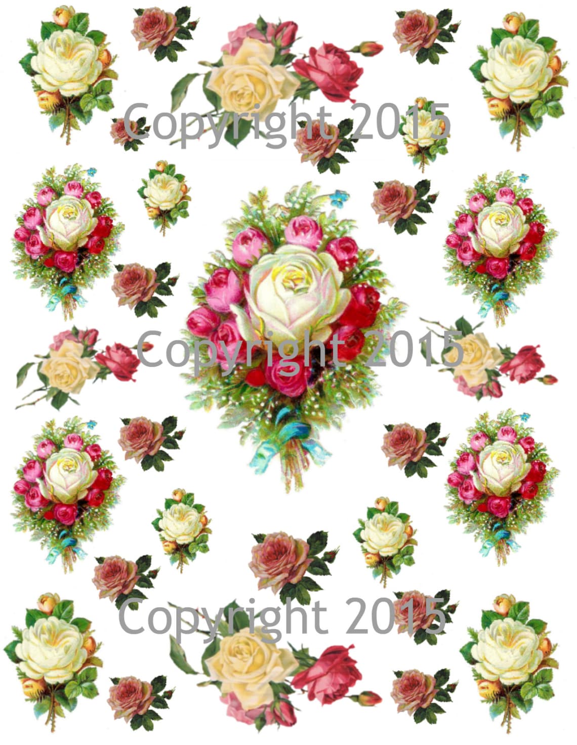 Vintage Roses Journal Pages, Printable Digital Pages, Pink Floral